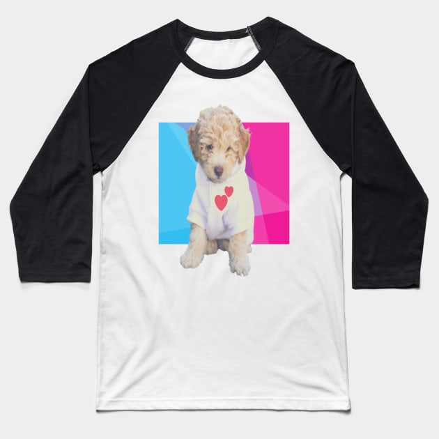 Cute Puppy Baseball T-Shirt by BRIJLA